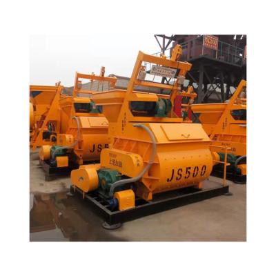 China Building Material Shops Js500 Double Shaft Fixed Small Concrete Cement Mixer for sale