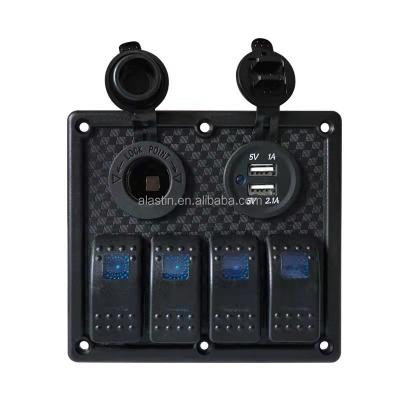 China ABS Plastic Boat Yacht Car RV DC12v Voltmeter Dual USB LED Marine Light Switch Panel for sale