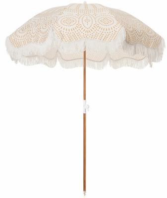 China Contemporary Luxury Custom High Ended Tassel Umbrella Sun Umbrella UV Protection LOGO Beach Umbrella for sale