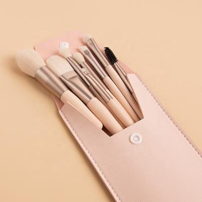 China Angular Blush 8Pcs Mini Travel Portable Makeup Brushes Set Powder Eyeshadow Foundation Blush Blending Beauty Make Up Brush With Bag for sale