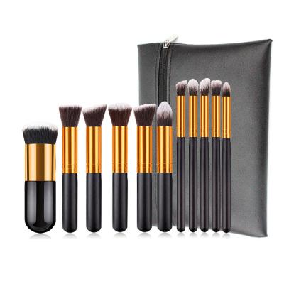 China Angular Blush 10 Pcs / Professional Makeup Brush Set New Base With Bag for sale