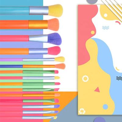 China Angular Blush Fashion 15pcs Colorful Makeup Brush Set Foundation Eyeshadow Watercolor Eyebrow Make Up Multicolor Brush Set Beauty Tools for sale