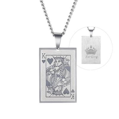 China TRENDY and Retro Fashion American Poker Men's Hip Hop Stainless Steel Design King Couples Necklace for sale