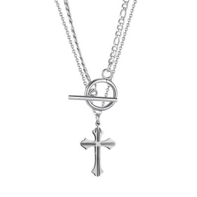 China FASHIONABLE antique classic stainless steel street hip European and American cross pendant hops necklace for sale