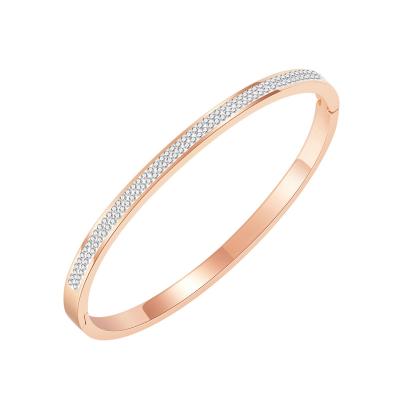 China FASHIONABLE Fashion Simple Cold Style Inlaid Ornament Zircon Rose Stainless Steel Gold Plated Bangle One-Piece Delivery for sale