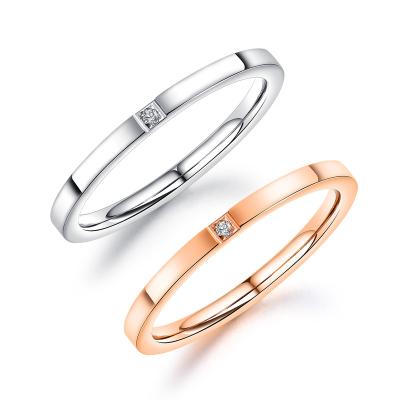 China TRENDY Ring Women Rose Gold Plated Simple Diamond Titanium Steel Women's Simple Ring Fashion Trending Index Finger Rings for sale