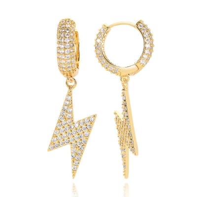 China Hot Selling FASHIONABLE Micro Inlaid Zircon Lightning Eardrops Personality Men In Europe And America Circle And Women's Earrings for sale