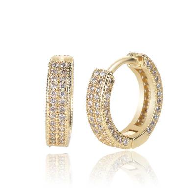 China FASHIONABLE HipsterBlingFull Zirconia Hip Circle Diamond Men and Women Micro Inlaid Earring European and American Popular Square Hoop Earrings for sale