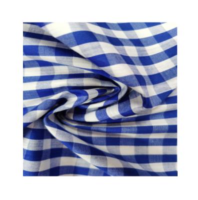 China Blue yarn-dyed fabric with flame retardant checkered pattern and comfortable to touch yarn-dyed fabric for sale