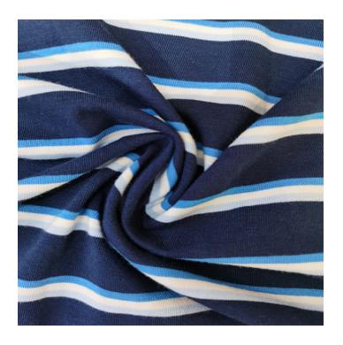 China 100% Tear-Resistant Cotton Blue And White Striped Knit Loose High-Grade Fabric For Multiple Purposes for sale