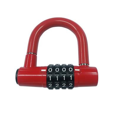 China High performance universal u-type security motorcycle bicycle combination password 4-digit code lock coded lock for sale