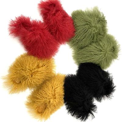 China Factory Price Designer Real Sheep Fur Disposable New Women Slippers With Customized Color for sale