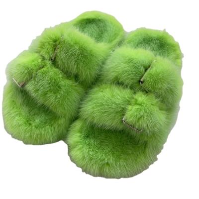 China 2022 Fashion Trend New Designer Women All Mink Fur Slippers With Buckle for sale