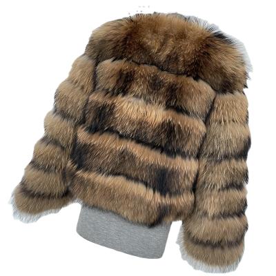 China Plus Size Natural Raccoon Fur Coat 55 Cm Winter Coats For Women for sale