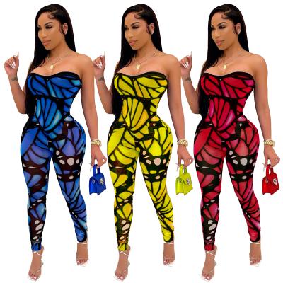 China New Arrival L56273 Breathable Women's Casual Printed Strapless Overalls for sale