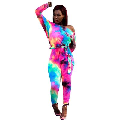 China QUICK DRY Tie Dyed Hollow Back Belted Stylish Pencil Overalls for sale