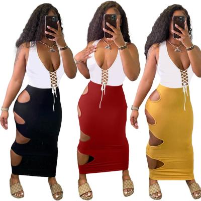 China Viable Women's Casual Sleeveless Maxi Dress Spicy Hole for sale