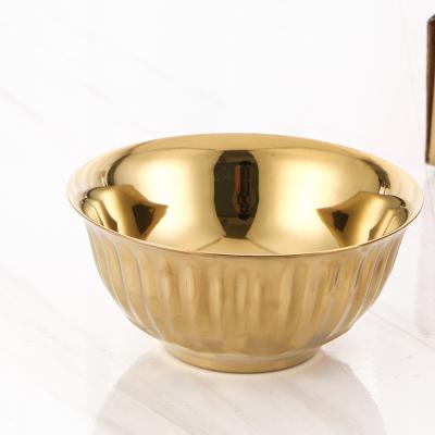 China Sustainable ready to ship stainless steel gold bowls set with chopsticks for sale