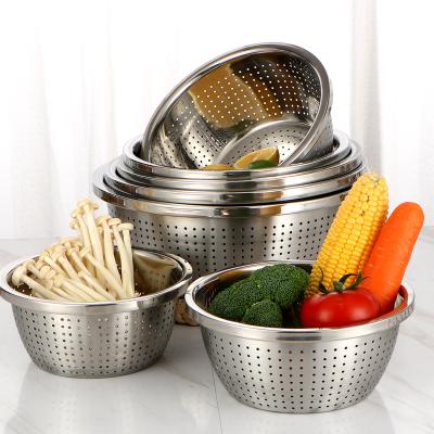 China Sustainable Stainless Steel Basket Strainer Basin Colander Rice Sieve for sale