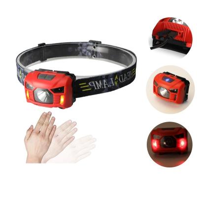 China LED Headband Sensor Beam USB Rechargeable Led Headlight Lamps Outdoor Advanced Wide Vision Full Headlight with Motion Sensor for Camping for sale