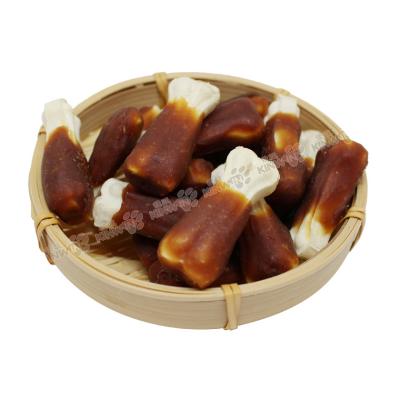 China High Viable Nutrition Pet Food Duck Roll Raw Cowhide Press Bone Dog Chewing Molar Snack for sale