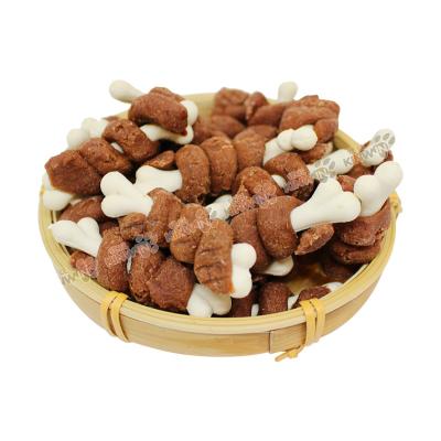 China Viable Dog Treats Bones Flesh Wraps Calcium Bone White Dog Chews Dental Food Treats ODM Pet Snacks for sale