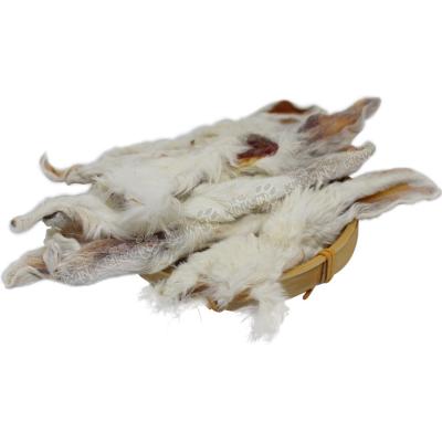 China Wholesale ODM Sustainable Premium Dried Hairy Rabbit Ear Dog Chew Treats Pet Snack for sale