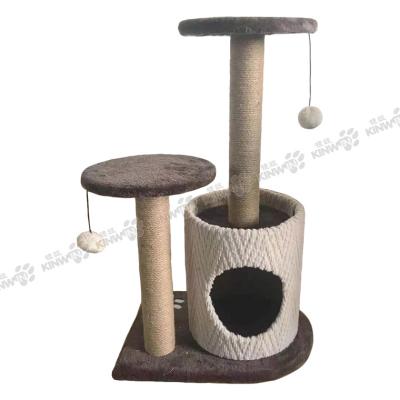 China Sustainable Two Tiers Cat Climbing Frame Cat Trees Scratching Post Pet Supplies Cat Climbs Frame For Kitten for sale