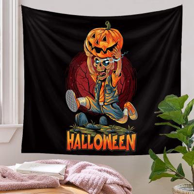 China Traditional Psychedelic Bedside Cloth Background Element Pumpkin Halloween Tapestry Cloth Hanging Border Tapestry for sale