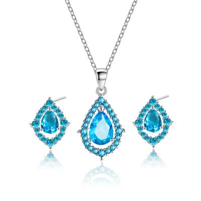 China 2021 Environmentally Friendly Newest Korean Style Drop Shape Necklace And Earrings Set for sale