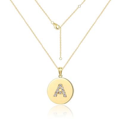 China 2021 Real Environmental Friendly 18K Gold Necklace 26 Letters With Zircon Charms Necklace For Women for sale