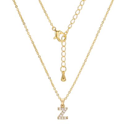 China 2021 Real 18K Gold Crystal 26 Letters Environmental Friendly Necklace For Women for sale