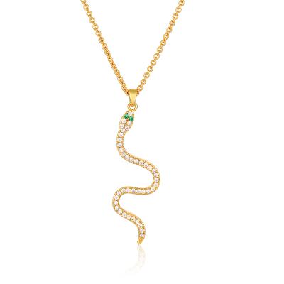 China Environmental Friendly 2021 18K Real Gold Plated Snake Charm Necklace For Women for sale