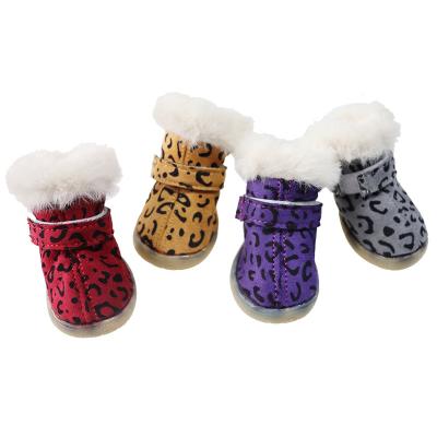 China 4pc/set Velvet Fashion Elegant Cotton Stocked Winter Paws Boots Soft Anti-skid Warm Dog Shoes for sale