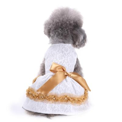 China Viable Cute Polka Dot Ribbon Cozy Sleeveless Dog Clothes Shirt Sunbathing Dog Tutu Dress for sale