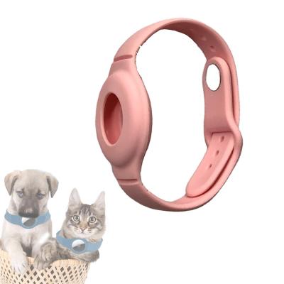 China Water Proof Padded Silicone Pet Tracker Rubber Dog Collar With Airtag Spot for sale