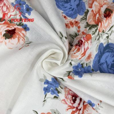 China Durable Heat-insulation R21SxL/C15S Rayon Linen Fabric Cotton Printed Custom For Dress Garment for sale