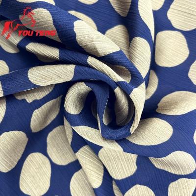 China Dots Printed Fabric 50Dx75D Polyester 50Dx75D Anti Crepe Woven Printing Pill Pleat Chiffon Fabric Per Ply Custom Made Sheer For Dress for sale