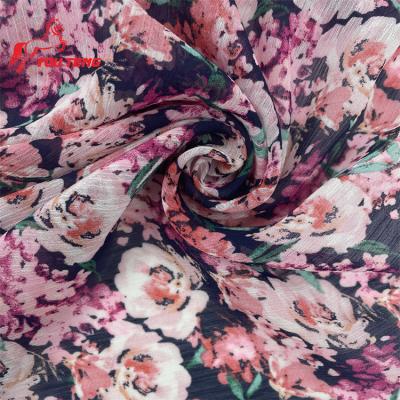 China Custom 100% Recycled Polyester Chiffon Taffeta Tear-Resistant Crepe Printed Fabric For Dress for sale