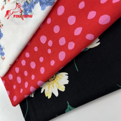 China Custom Double Faced China Printed Elegant Flower 25% Rayon 47% 28% Cotton Linen Woven Printing Fabrics For Dress for sale