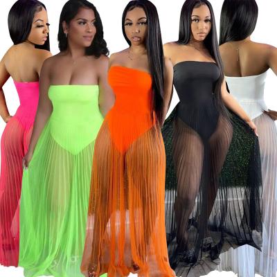 China New Trend Women's Sexy Lady Summer Wearable Mesh Sheer Dress Washable Casual Overalls Breast Wrap for sale