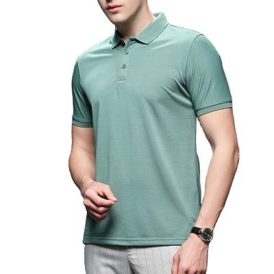 China Summer Silk Short Sleeve Men's Polo Short Sleeve Ice Solid Color Casual T-Shirt for sale