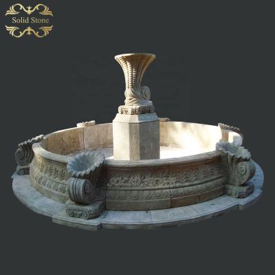 China Traditional hot sale antique finish luxury marble hand carved stone garden fountain for sale