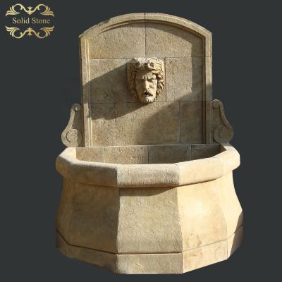 China Traditional Hand Carved Natural Stone Antique Outdoor Wall Fountain for sale