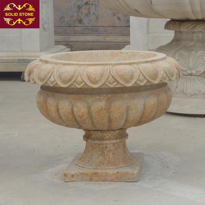 China Modern Wholesale Hand Carved Ready For Shipping Marble Or Granite Flower Pot for sale