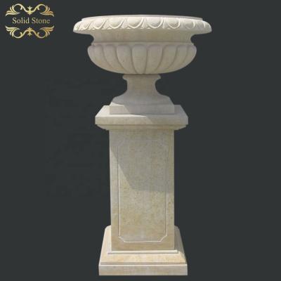 China Modern Hand Carved Cheap Price Garden Decorative Granite Stone Flower Pot for sale