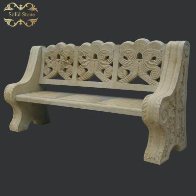 China Contemporary Custom Design Hand Carved Garden Used Natural Stone Bench for sale