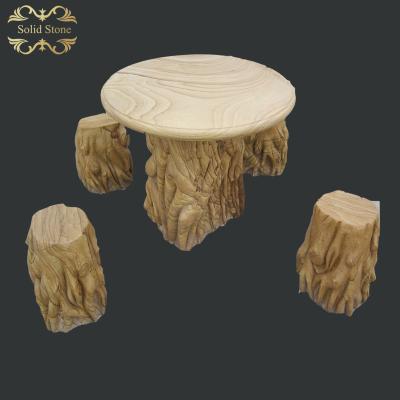 China Contemporary Unique Design Tree Root Shape Natural Stone Garden Dining Table for sale