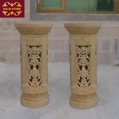 China Factory direct supply traditional hand carved yellow color natural stone lantern for sale for sale