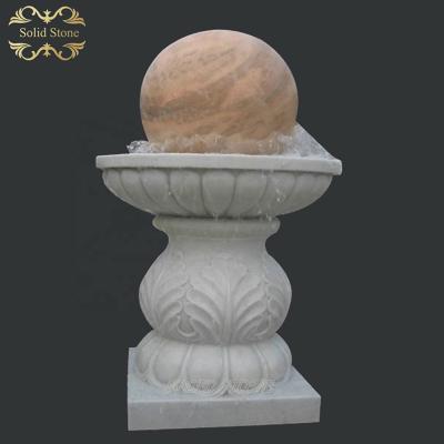 China Hot Sale Traditional Custom Design Red And White Marble Sphere Fountain for sale